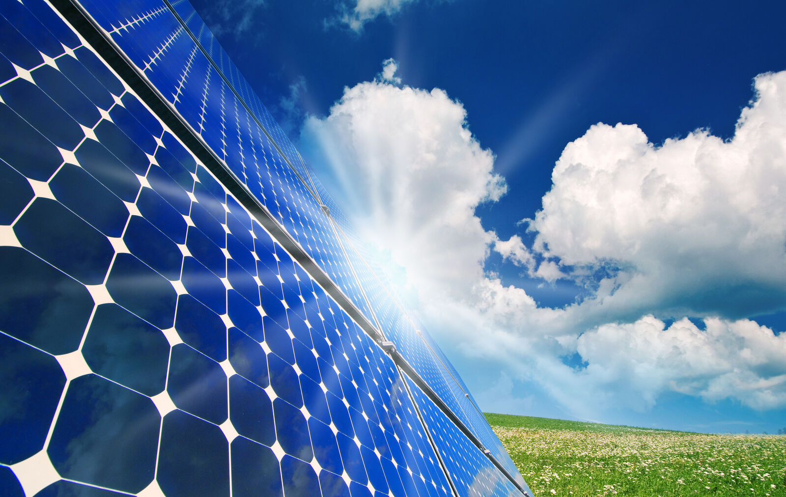 Solar panel under a blue sky